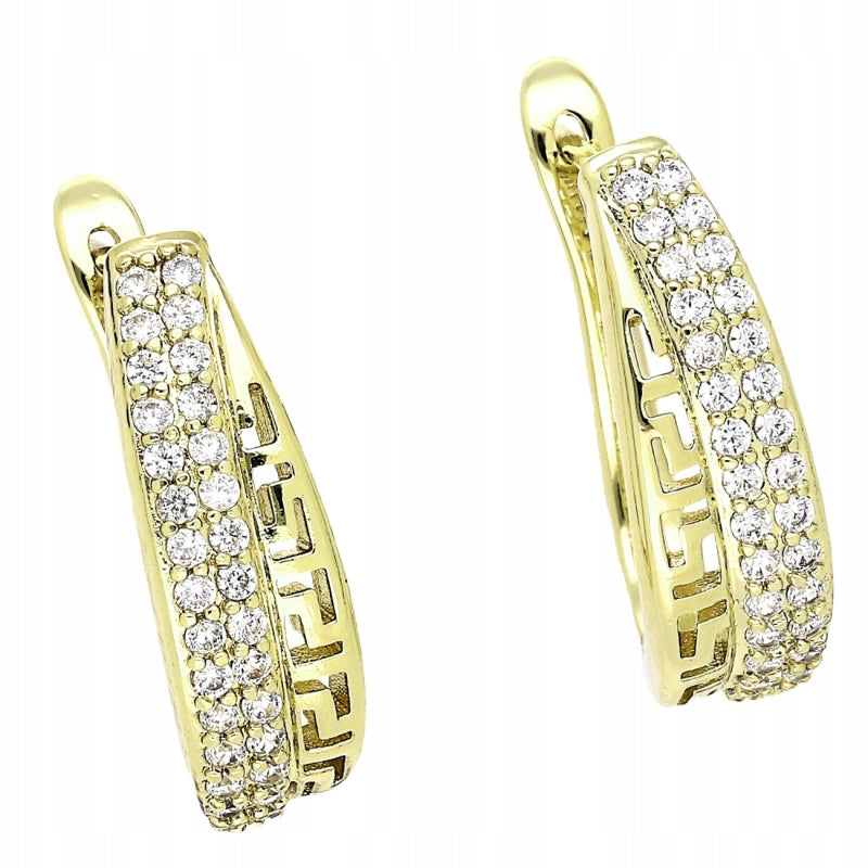 KOLCZYKI 14K STAL CHIRURGICZNA 316L GREK Z BRYLANCIKAMI